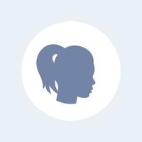 Girl head in profile icon, avatar, login isolated icon, vector illustration