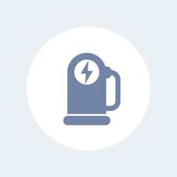 car charging station icon isolated on white, vector illustration