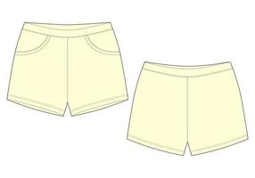 boceto técnico de la plantilla de diseño de pantalones cortos para dormir. color de la leche pantalones cortos deportivos elásticos. vector