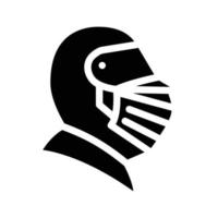 caballero casco glifo icono vector negro ilustración