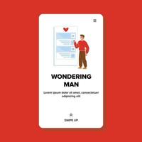 Wondering Man Checking Task List App Vector