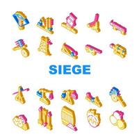 Siege Engine Catapult Collection Icons Set Vector