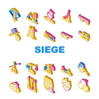 Siege Engine Catapult Collection Icons Set Vector