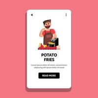 Potato Fries Cooking Chef In Air Fryer Vector