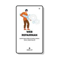 Web Repairman Repairing Internet Website Vector