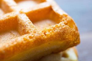 Viennese waffles close-up. Large cage and baking texture - culinary background. photo