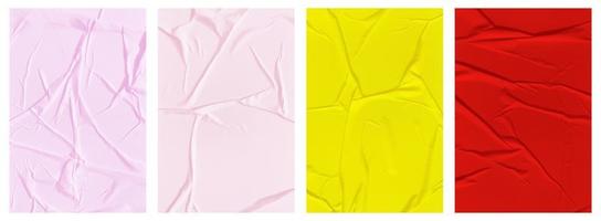 Set of wrinkled paper templates. wet blank paper for poster and text photo