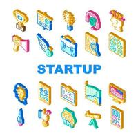 Startup Business Work Collection Icons Set Vector