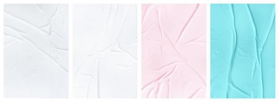 Set of wrinkled paper templates. wet blank paper for poster and text photo