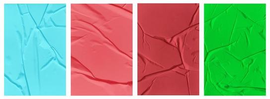Set of wrinkled paper templates. wet blank paper for poster and text photo