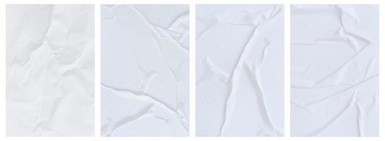 Set of wrinkled paper templates. wet blank paper for poster and text photo