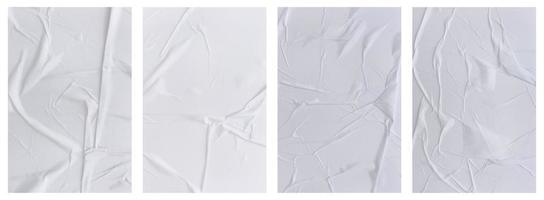 Set of wrinkled paper templates. wet blank paper for poster and text photo