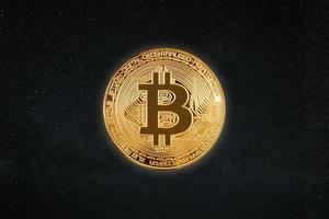 Bitcoin on the black background photo