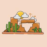 illustration vector of desert and cactus perfect for print,etc.