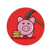 illustration vector of saving pig and hammer perfect for icon,etc