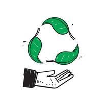 hand drawn doodle organic recycle icon illustration vector