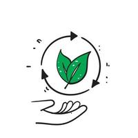 hand drawn doodle organic recycle icon illustration vector