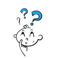 hand drawn doodle shocked confused character with question mark illustration vector