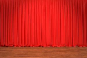 escenario de teatro con cortinas rojas en el fondo foto