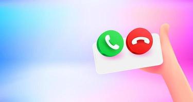 Receiving calls via mobile phone. 3d vector banner with copy space