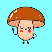 lindo personaje de hongo divertido. icono de ilustración de personaje kawaii de dibujos animados dibujados a mano vectorial. aislado sobre fondo blanco. vector