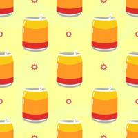 Funny cute happy can of soda pattern characters. Vector kawaii line cartoon style illustration. Cute can of soda pattern