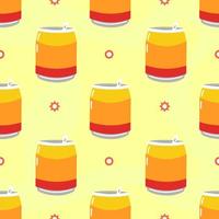 Funny cute happy can of soda pattern characters. Vector kawaii line cartoon style illustration. Cute can of soda pattern