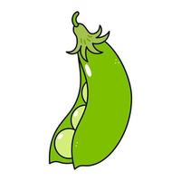 Cute funny peas character. Vector hand drawn traditional cartoon vintage, retro, kawaii character illustration icon. Isolated on white background. Peas pod character concept