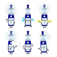 Funny cute happy vape characters bundle set. Vector hand drawn doodle style cartoon character illustration icon design. Cute vape mascot character collection