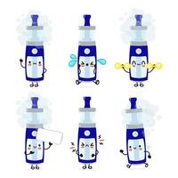 Funny cute happy vape characters bundle set. Vector hand drawn doodle style cartoon character illustration icon design. Cute vape mascot character collection