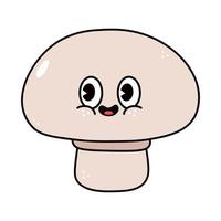 Cute funny mushroom waving hand character vector