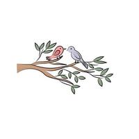 birds on a branch vector