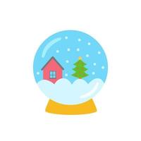 Vector illustration of glass snow bauble on white background.