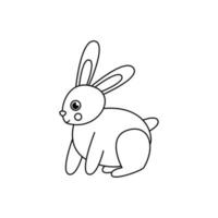 Vector illustration of black and white rabbit on white background.