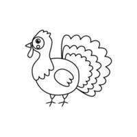Vector illustration of black and white turkey on white background.
