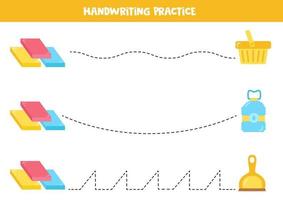 Tracing lines with plastic material. Writing practice. vector