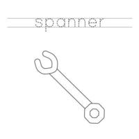 Trace word and color metallic spanner. vector