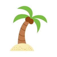 Vector illustration of cute palm on island on white background.