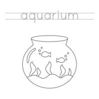 Trace word and color cartoon aquarium. vector