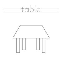 Trace word and color wooden table. vector