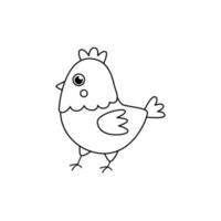 Vector illustration of black and white hen on white background.