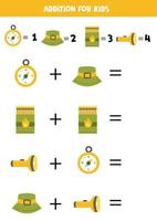 Addition for kids with camping elements. vector