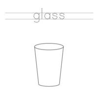 Trace word and color glass. Worksheet for children. vector