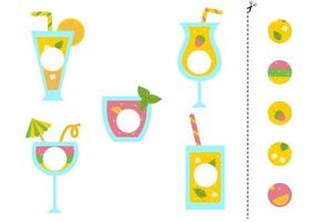 Cut and glue parts of cute summer cocktails. vector