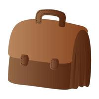 cartoon gradient brown leather briefcase vector isolated element