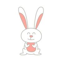 cute animal of rabbit on cartoon version vector