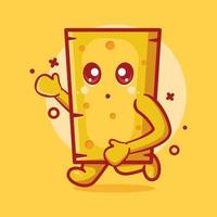 linda mascota de personaje de queso ejecutando dibujos animados aislados en un diseño de estilo plano vector