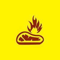 carne de res con llama de fuego diseño de logotipo asado símbolo gráfico vectorial icono ilustración idea creativa vector