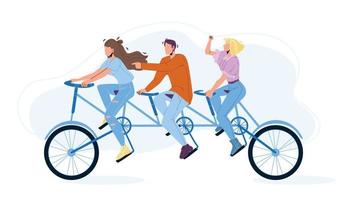 Collective Boy And Girls Riding Tandem Vector