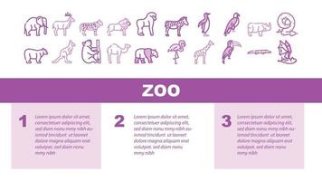 vector de encabezado de aterrizaje de animales, pájaros y serpientes del zoológico